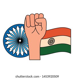 indian flag with map and ashoka chakra vector illustration design