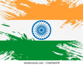 Bandera india de fondo blanco. Ilustración vectorial.