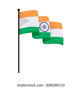 indische Flagge auf weißem Hintergrund