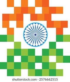 Indian Flag Pixel Abstract Art | Vibrant Digital Artwork for Independence Day, Republic Day Celebrations, stunning pixelated abstract art of the Indian flag. Perfect for creative projects, patriotic