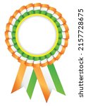 indian flag ribbon badge vector illustration, rosette badge making indian flag colours, satin ribbon badge in multi colour 