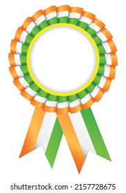 indian flag ribbon badge vector illustration, rosette badge making indian flag colours, satin ribbon badge in multi colour 