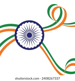 indian flag with ribbon style,indian flag tricolor for republic day and independance day with transparent background
