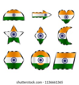 Indian flag, a set of various geometric shapes from the colors of the flag of India