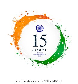 Indian flag in the shape of a circle. August 15 - Independence Day of India. Vector illustration on white background. Brush strokes drawn by hand.