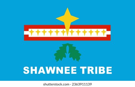 Indian flag Shawnee Tribe of Oklahoma vector illustration isolated on background. Symbol of native people in America. Loyal Shawnee clan banner emblem. Native Americans.