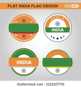 Indian flag stamp design set of labels, stamps, and badges. vector illustration
