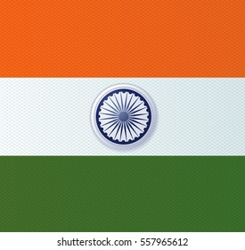 Indian flag with the texture of fabric.Vector illustration.