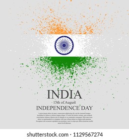 Indian flag tri-color based grunge design with floral frame decorative background. illustration of grungy Indian Flag for Indian Independence Day. 15 th of August