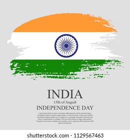 Indian flag tri-color based grunge design with floral frame decorative background. illustration of grungy Indian Flag for Indian Independence Day. 15 th of August