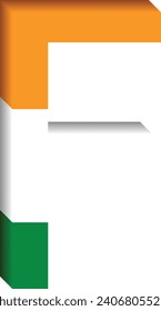 Indian flag tricolored 3d letter F, Bharat flag tricolored 3d letter F