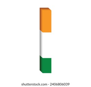 Indian flag tricolored 3d letter I, Bharat flag tricolored 3d letter I