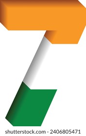 Indian flag tricolored 3d number 7, Bharat flag tricolored 3d number 7