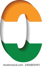 Indian flag tricolored 3d number 0, Bharat flag tricolored 3d number 0