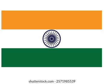 Indian flag vector with Ashok chakra in new colour, Flag of India in orange, white, green and Navy blue colour.