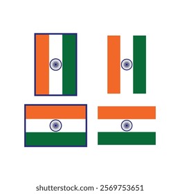 indian flag vector design with vertical and horizontal shapes