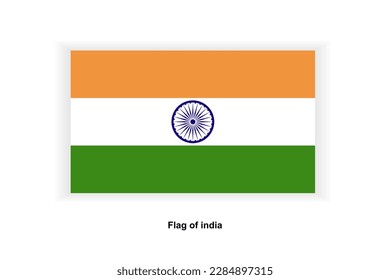 Indian flag vector illustration, national tricolor, horizontal rectangular official flag of India saffron, original flags of India, a navy blue 24-spoke wheel, official colors and proportion correctly