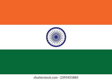 Ilustración de vectores de la bandera india, Bandera nacional de la India con colores oficiales y proporción correcta, dibujo vectorial, Bandera de la India, contorno de la bandera nacional india, 