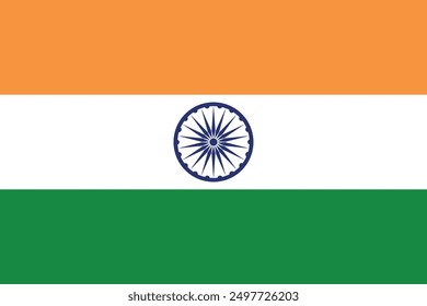 Bandera india, Ilustración vectorial nacional de la India con Colores oficiales, Fondo de la bandera india, Día de la Independencia