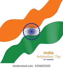 Indian flag in waves line art background social media element India independence day 15 august elements ashoka wheel wavy ribbon for republic day concept