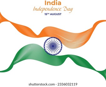 Bandera india en olas línea arte fondo medios sociales elemento de medios sociales Día de la independencia India 15 de agosto elementos ashoka rueda cinta ondulada para el concepto del día de la república