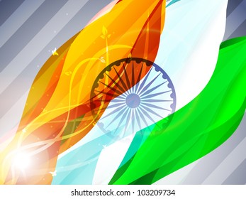 Indian flag waving on grey isolated background for Republic Day, Independence Day and other occasions. EPS 10.