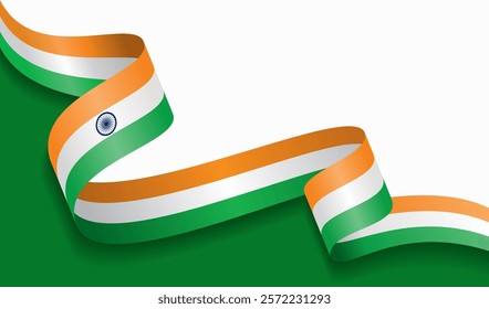 Indian flag wavy abstract background. Vector illustration.