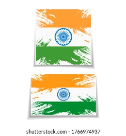 indische Flaggen auf weißem Hintergrund. Vektorgrafik.