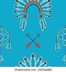 Indian flat seamless pattern.Vector background