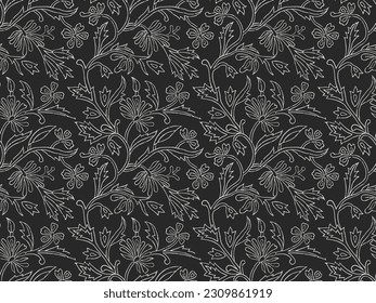 INDIAN FLORAL BLOCK PRINT SEAMLESS PATTERN VECTOR ILLUSTRATION