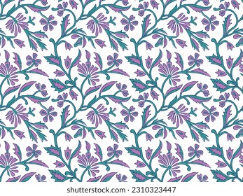 INDIAN FLORAL BLOCK PRINT SEAMLESS PATTERN VECTOR ILLUSTRATION
