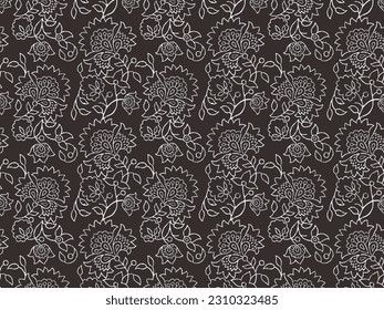 INDIAN FLORAL BLOCK PRINT SEAMLESS PATTERN VECTOR ILLUSTRATION