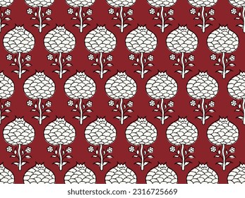 INDIAN FLORAL BLOCK PRINT SEAMLESS PATTERN VECTOR ILLUSTRATION