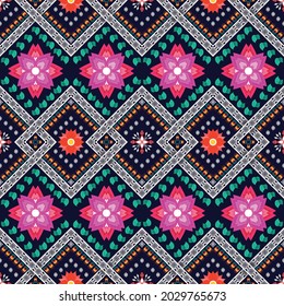 Indian floral ethnic pattern. Aztec fabric carpet mandala ornament boho chevron textile decoration fashion. Traditional embroidery orientalist vector illustrations background.