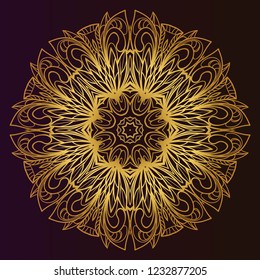 Indian floral mandala pattern.Vector Henna tattoo style. Can be used for textile, greeting card, coloring book, phone case print