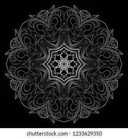 Indian floral mandala pattern.Vector Henna tattoo style. Can be used for textile, greeting card, coloring book, phone case print