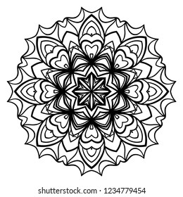 Indian floral mandala pattern.Vector Henna tattoo style. Can be used for textile, greeting card, coloring book, phone case print