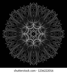 Indian floral mandala pattern.Vector Henna tattoo style. Can be used for textile, greeting card, coloring book, phone case print