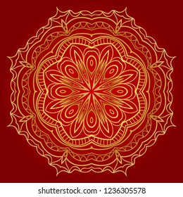 Indian floral mandala pattern.Vector Henna tattoo style. Can be used for textile, greeting card, coloring book, phone case print