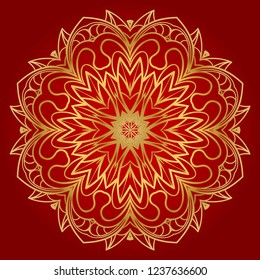 Indian floral mandala pattern.Vector Henna tattoo style. Can be used for textile, greeting card, coloring book, phone case print