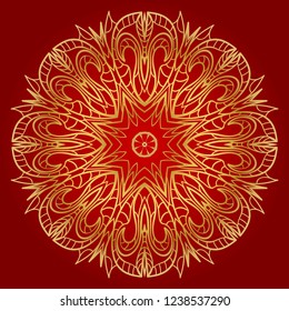 Indian floral mandala pattern.Vector Henna tattoo style. Can be used for textile, greeting card, coloring book, phone case print