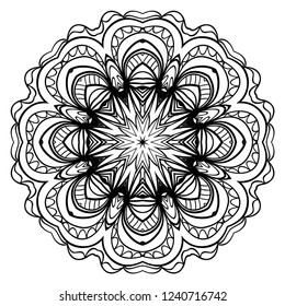 Indian floral mandala pattern.Vector Henna tattoo style. Can be used for textile, greeting card, coloring book, phone case print