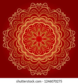 Indian floral mandala pattern.Vector Henna tattoo style. Can be used for textile, greeting card, coloring book, phone case print