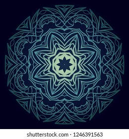 Indian floral mandala pattern.Vector Henna tattoo style. Can be used for textile, greeting card, coloring book, phone case print