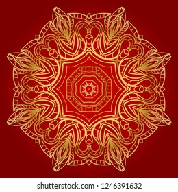 Indian floral mandala pattern.Vector Henna tattoo style. Can be used for textile, greeting card, coloring book, phone case print