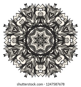 Indian floral mandala pattern.Vector Henna tattoo style. Can be used for textile, greeting card, coloring book, phone case print