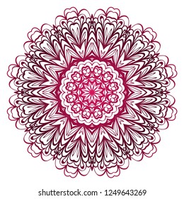 Indian floral mandala pattern.Vector Henna tattoo style. Can be used for textile, greeting card, coloring book, phone case print