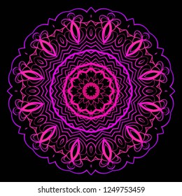 Indian floral mandala pattern.Vector Henna tattoo style. Can be used for textile, greeting card, coloring book, phone case print