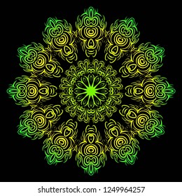 Indian floral mandala pattern.Vector Henna tattoo style. Can be used for textile, greeting card, coloring book, phone case print