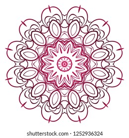 Indian floral mandala pattern.Vector Henna tattoo style. Can be used for textile, greeting card, coloring book, phone case print
